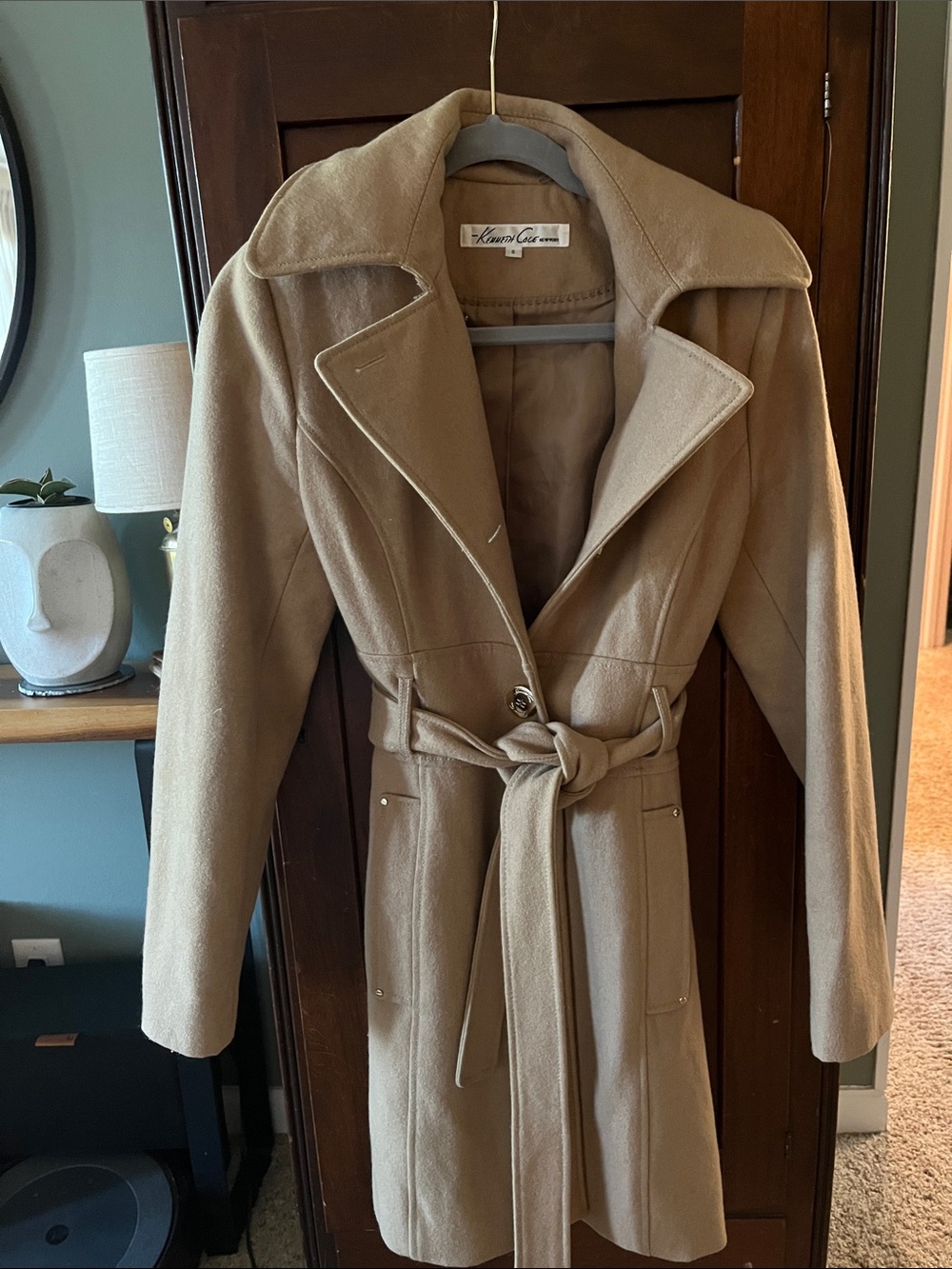 Kenneth Cole New York Tan Belted Trench Coat
